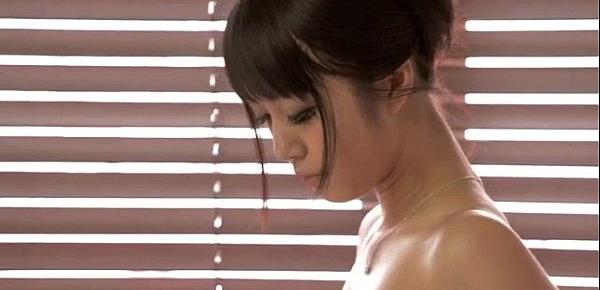  Kotomi plays with glass toy down her hairy pussy